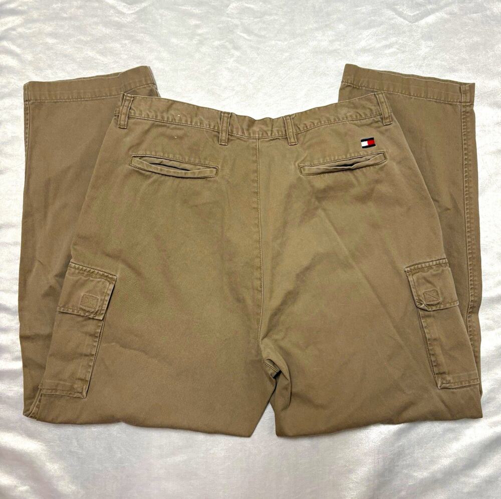 Vintage Tommy Hilfiger Cargo Pants Mens 36x30 Khaki Tan Baggy 90s Y2K Flagged